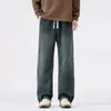 Novos jeans masculinos de outono e inverno, calças retas largas e soltas, estilo americano vintage moderno