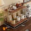 Estante de almacenamiento para café hecho a mano en salón de té, portavasos para mostrador de bar de oficina, organizador de mesa multicapa para tazas de agua y hervidor