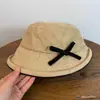 Chapéu de Pescador Artístico Estilo Floresta em Linho Sintético para Mulheres, Chapéu Bucket Vintage Elegante com Aba e Laço, Chapéu Fino de Proteção Solar para Primavera/Verão para Passeios