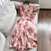 Vestido Casual Estampado Falso Duas Peças 2026 com Cintura de Amarração e Saia Longa Emagrecedora Atacado N5Fq8732