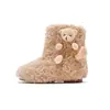 Botas peludas de estilo coreano para niños, Botas de algodón lindas de oso para niñas, Botas de nieve cálidas para niños, Botines cortos de forro polar de suela suave para bebé