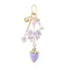 Nuevo Estilo Miu Dulce y Exquisito Moda Cadena Dorada Resina Lazo Artificial Fresa Llavero DIY