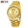 Reloj Oufani con Calendario Magnificado, Luminoso, Resistente al Agua, Reloj de Pulsera de Negocios para Hombre, Diseño Simple con Diamantes, Correa de Acero Sólido, Reloj de Cuarzo para Mujer