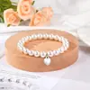 Pulsera de perlas con colgante de amor de plata de moda europea y americana para boda, madre, dama de honor, novia, ceremonia de acompañamiento, pulsera de cuentas