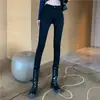 Jeans de Cintura Alta Outono Primavera Feminino Emagrecedor Skinny Stretch Cor Clara Estilo Coreano Perna Reta Bumbum Pêssego Lápis Calça Longa Verão