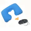 Suministro Directo de Fábrica almohada de flocado rojo juego de tres piezas máscara para ojos de sombreado para viajes almohada inflable en forma de U almohada cervical