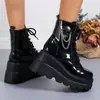 Botas tipo Martin de punta redonda, estilo nuevo, botas para mujer de talla grande, suela gruesa, tacón de cuña, botas de talla grande, colección otoño/invierno 2021, estilo con cordones, estilo europeo y americano, disponibles en Amazon
