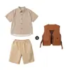 Roupas da Moda Street Dance Infantil Meninos Hip-Hop Verão Marca da Moda Manga Curta Estilo Japonês Colete Roupas de Performance Hip-Hop Infantil