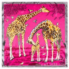 Mai Tong lenço de seda japonês e coreano marca desenho animado animal girafa senhoras profissional pequeno lenço quadrado