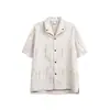 Yidao Vintage 2026 Verano Japonés Retro Marca de Moda Algodón-Lino Texturizado Cuello Cubano Manga Corta Camisa para Hombre