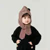 Bufanda de Punto para Niños con Gorro Integrado Otoño e Invierno Gorro Cálido para Protección de Orejas para Niños y Niñas Rayado Estilo Coreano Lindo Gorro de Lana