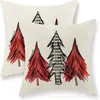 Funda de Almohada Navideña Nueva Coche Pino Copo de Nieve Bola de Navidad Estampado de Lino Decoración de Habitación Cojín de Sofá