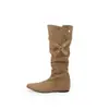 Primer Encuentro Temporada Botas Chunky de Plataforma de Tacón Alto Botas Largas para Mujer Otoño 2026 Nuevo Retro Gamuza Merade Punta Cuadrada