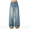 Jeans Retro Americanos de Pierna Ancha para Hombres y Mujeres, Nuevo Estilo Verano 2026, Corte Holgado, Pantalones Rectos Adelgazantes de Largo Completo, Azul