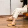 Zapatos Planos de Punta Redonda para Mujer, Mocasines Cerrados de Punta Cuadrada con Hebilla Cuadrada, Zapatos Mary Jane, Mocasines, Zapatos Versátiles de Punta Cuadrada con Tacón Bajo
