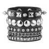Set de 3 Pulseras de Cuero Punk de Nuevo Estilo para Hombres y Mujeres, Adecuado para Envío Transfronterizo