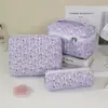 Necessaire com estampa de margaridas, grande capacidade, portátil, adequada para carregar cosméticos, ideal para casa e viagens, e pode ser personalizada