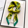 Verde Floral Pequeño 70 Pañuelo Cuadrado Pequeño Primavera y Otoño 2024 Nuevo Elegante Pañuelo de Cuello de Gama Alta para Madres