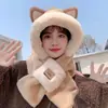 Gorro de Lana Tejido Cálido para Otoño e Invierno para Mujer, Gorro con Protección para los Oídos para Mamá Ciclista, Gorro Integrado con Bufanda, A Prueba de Frío