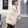 Chaqueta de terciopelo de doble cara de invierno, informal, versátil, cálida, para mujer, talla grande, 2025, nueva, holgada, con capucha, cremallera, manga larga, a la moda
