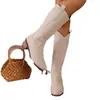 Botas Altas de Viaje Adelgazantes con Tacón Grueso y Boca en V, Nuevas de Primavera y Otoño, Transfronterizas, con Bordado, Botas Vaqueras Retro Occidentales