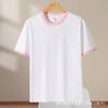 Camiseta de algodão de verão com contraste masculina e feminina cor de ombro combinando gola redonda manga curta atacado logotipo personalizado roupa de grupo Camiseta