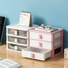 Caixa de armazenamento de mesa de desenho animado gaveta pequena transparente plástico de mesa mini caixa de armazenamento caixa de armazenamento de papelaria de coelho
