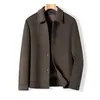 Abrigo de lana de doble cara para hombre con forro de plumón desmontable, estilo corto, cuello de solapa, abrigo de invierno business casual