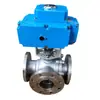 Válvula de Esfera Flangeada Elétrica de Três Vias Xiefeng Q944/5F-16C Tipo L Tipo T 25P Aço Fundido Aço Carbono Chave de Ajuste Dn50