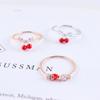 Anillo de cereza con circonitas pequeñas y exquisitas de Corea del Sur para novias, gancho, anillo de fresa, pulsera, venta caliente en vivo de TikTok