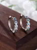 Pendientes de Plata de Ley S925 Europeos y Americanos Transfronterizos de Medio Círculo Pequeño de Circonio Pendientes Simples Dulces de Flor Fresca Nicho