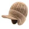 Nuevos estilos de otoño e invierno: Gorros tejidos cálidos para hombre con forro de polar, gorros de moda que cubren las orejas para hombres jóvenes, adecuados para actividades al aire libre y deportes