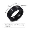Anillo Rotatorio de Acero Inoxidable Grabado con Láser de Cruz Negro Minimalista para Hombre R-589