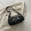 Bolsa de ombro sob o braço estilo biker retrô americano de grande capacidade plissada, novidade outono 2026, para mulheres