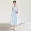 2607504-Vestido Bordado Estilo Francés Nanyou de Algodón Tencel, Ropa de Verano para el Trabajo, Ceñido a la Cintura, Adelgazante, Elegante y a la Moda, Vestido Largo