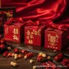 2026 Nova Nossa Família Tem Doce Caixa de Alegria Estilo Chinês Casamento Noivado Lembrança Quadrada de Alto Padrão Caixa Vazia Atacado