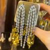 Pendientes de circonita con borlas de diamantes, diseño exquisito, pendientes únicos de nicho, pendientes femeninos de temperamento con personalidad de alto grado