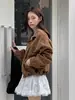 Chaqueta de pana nueva de otoño coreana, suelta, con solapa y cremallera