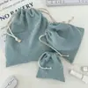 Bolsa de Maquillaje de Pana de Color Sólido, Bolsa de Almacenamiento Drawstring, Portátil, Gran Capacidad, Set de Tres Piezas, Bolsa de Almacenamiento Simple