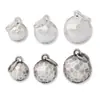 Colgante charm de bola redonda martillada tridimensional vintage de plata pura 999 de 8-10-12 mm accesorio DIY para pulseras