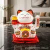 Gato de la Suerte Cerámico de 8 pulgadas con Movimiento de Mano, a Batería o Enchufe, Decoración de Regalo para Escritorio del Hogar, para Apertura de Negocio o como Adorno de Regalo de Empresa