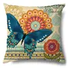Amazon Explosiones Primavera y Verano Lino Estampado Funda de Almohada Artículos para el Hogar Mariposa Flor Funda de Almohada para Sofá Cubierta de Cojín