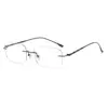 Gafas Graduadas Fotocromáticas Sin Montura con Varillas de Metal y Bambú Ligeras, Estilo Moderno, Doble Uso para Interiores y Exteriores, Gafas para Mujer