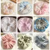 En stock mayoreo borde de encaje floral rosa scrunchie liga para el pelo banda para el pelo anillo para el pelo