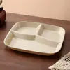 Plato Especial para Cena Reductor de Grasa Tres Compartimentos Plato para Servir Reductor de Grasa Paja de Trigo Anticaída Plato Doméstico Plato de Servicio de Alto Valor