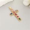 Nova pulseira colar pingente cruz zircônia cravejada cor ouro 14K pingente de colar acessórios de joias artesanais diy