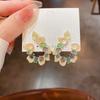 Aretes de Aguja de Plata con Circonita en Forma de C y Gota de Agua, Moda Coreana Ins, Diseño de Nicho, Lujo Accesible, Aretes Elegantes de Alta Gama para Mujer