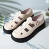 Zapatos de tacón grueso de una sola capa para mujer, zapatos de plataforma de tacón alto de cuero para primavera y otoño, zapatos de mujer de boca profunda con cordones para mujeres de mediana edad, cómodos zapatos de mamá