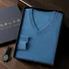Suéter Masculino de Cashmere com Gola V para Outono e Inverno Suéter Masculino Casual de Negócios em Cashmere Camisa Básica Tricotada 100% Cashmere para Homens