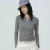PRETY Ropa de punto de lujo de alta gama con cuello en V para mujer, corte entallado, cuello Henley, capa base, ropa interior de lana